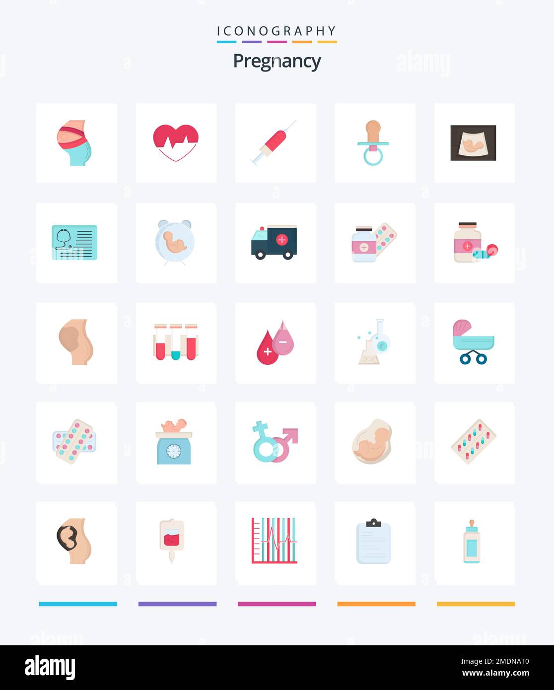 Creative Pregnancy 25 Flat icon pack  Such As shot. vaccine. heart. injection; Stock Vector