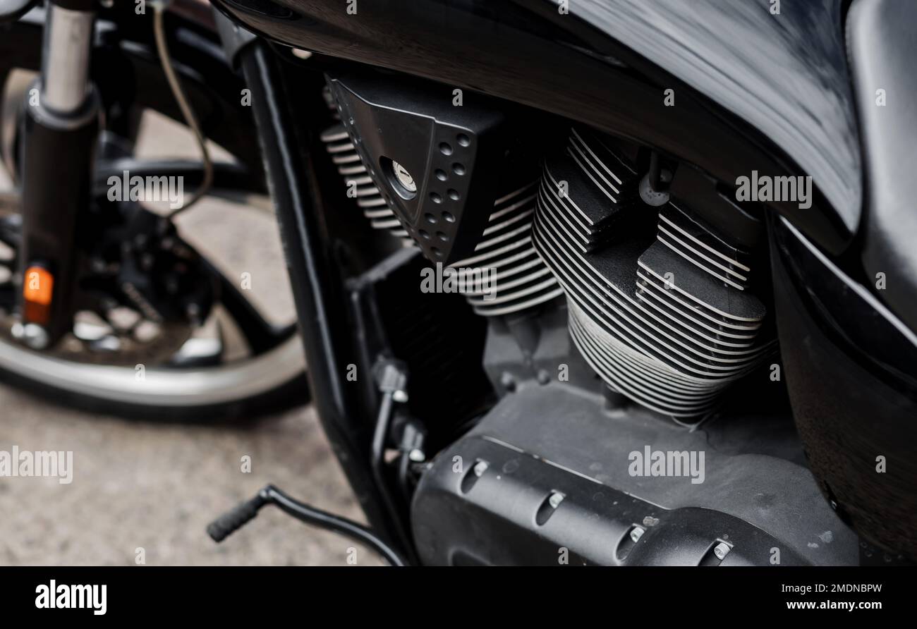 image of new motorcycle in shop. Motorcycles and accessories in modern 