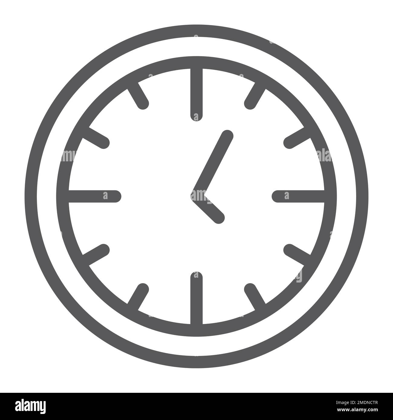 Clock line icon, time and dial, watch sign, vector graphics, a linear