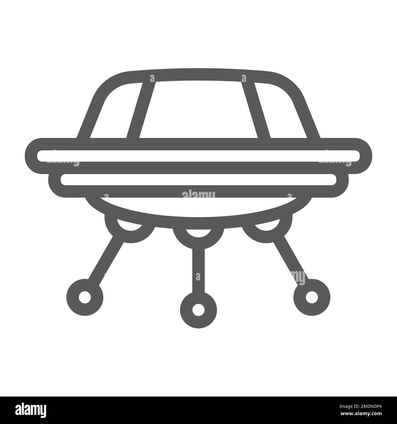 UFO line icon, space and spacecraft, spaceship sign, vector graphics, a ...