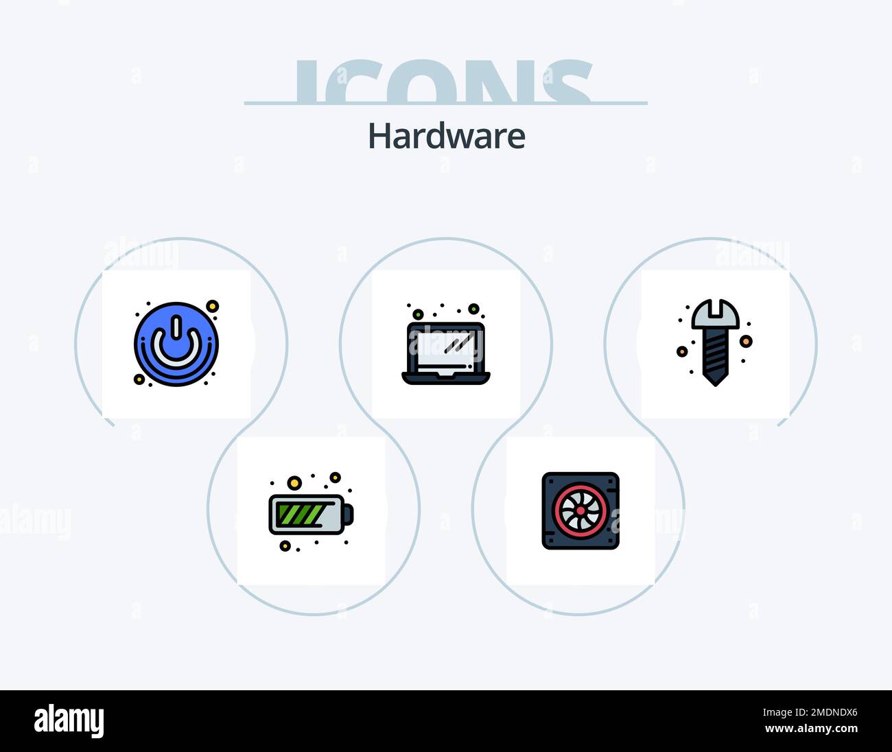 Hardware Line Filled Icon Pack 5 Icon Design. air. cooler. monitor