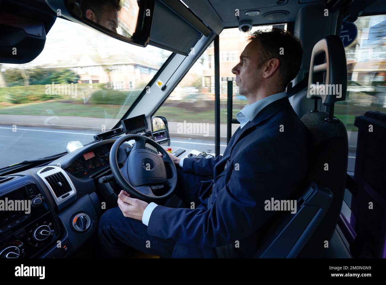 Jim Hutchinson, CEO of Fusion Processing, acts as safety driver as the ...