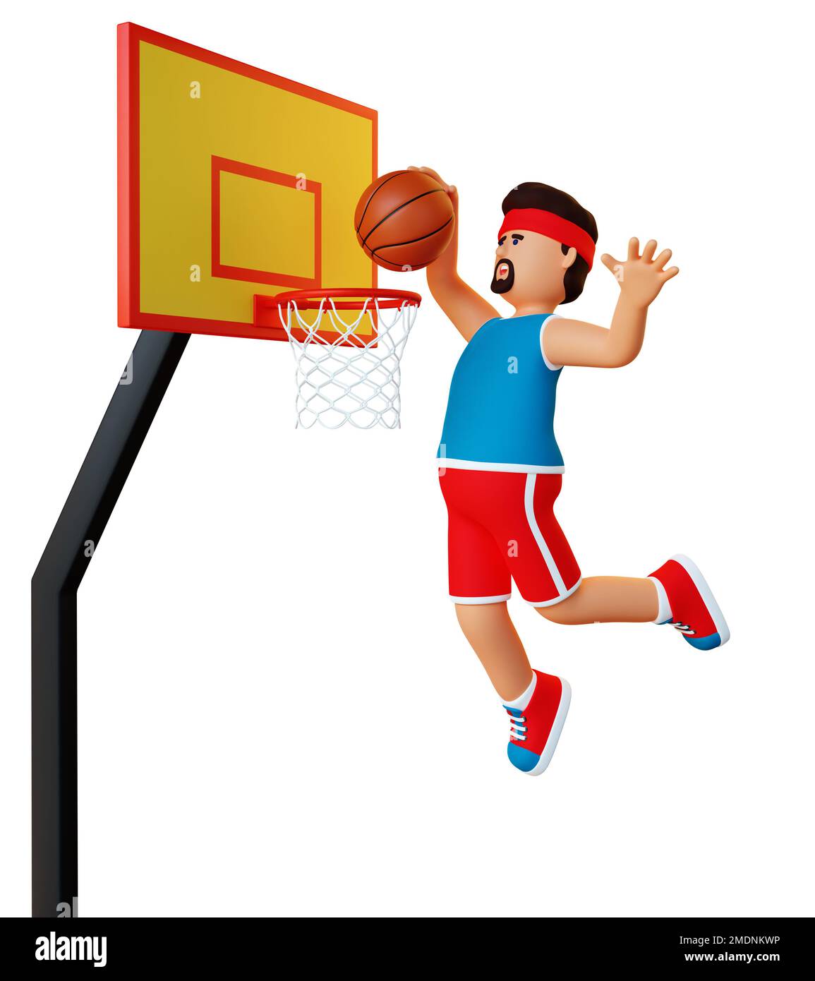 3d basketball player throws the ball into the hoop Stock Photo Alamy