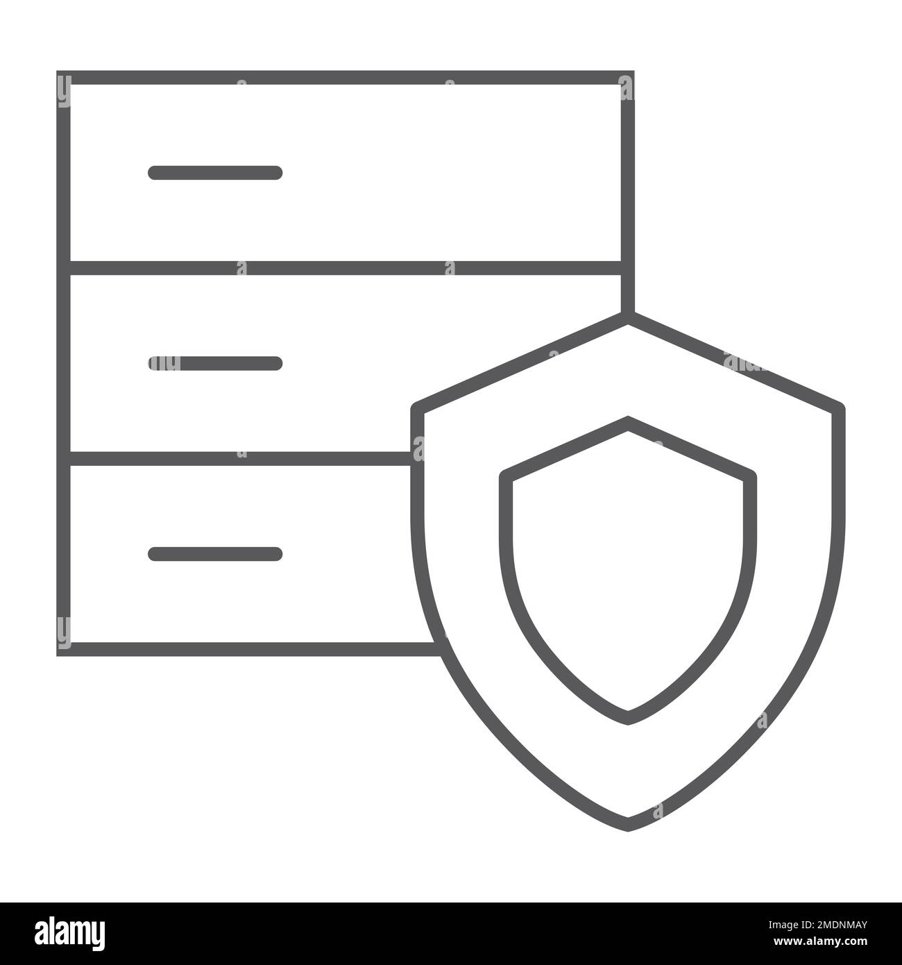 Data protection thin line icon, safety and storage, security sign ...
