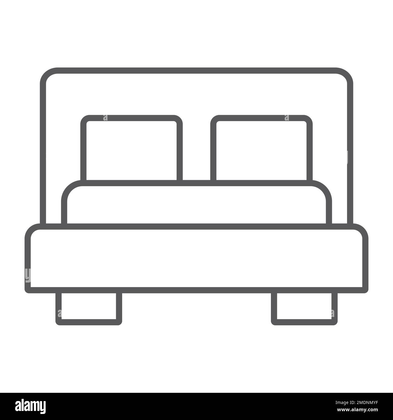 Bed thin line icon, furniture and hotel, bedroom sign, vector graphics ...