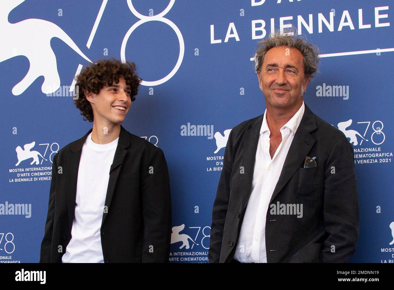 Filippo Scotti, left, and Paolo Sorrentino pose for photographers at ...