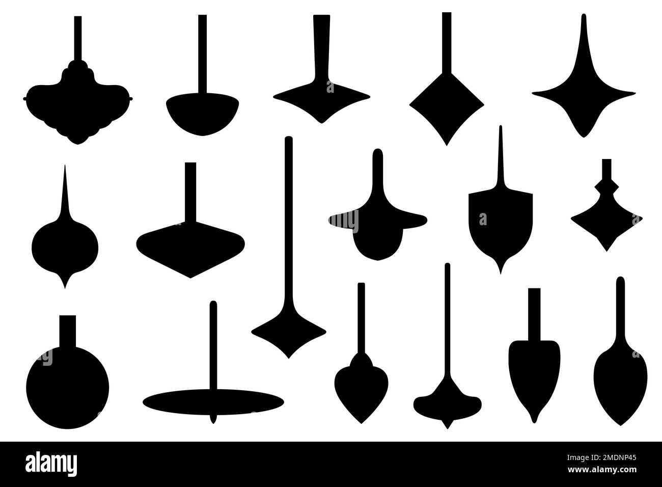 Illustration of different spinning tops isolated on white Stock Photo
