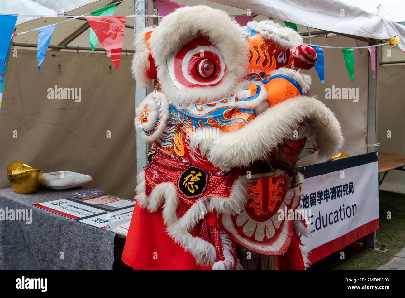Lunar New Year in Newcastle upon Tyne, UK with crowds enjoying