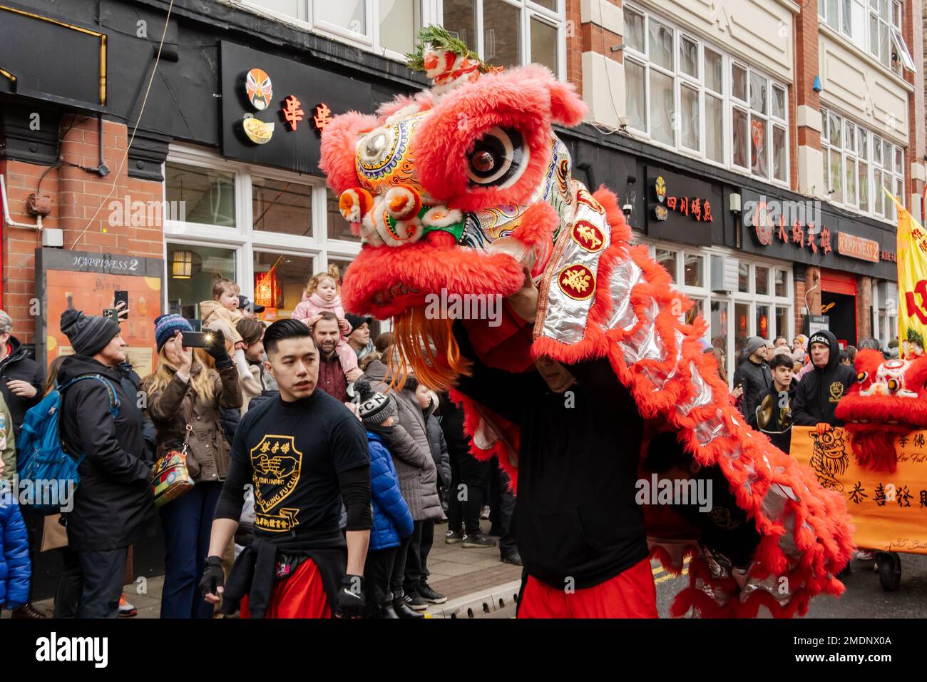 Lunar New Year in Newcastle upon Tyne, UK with crowds enjoying