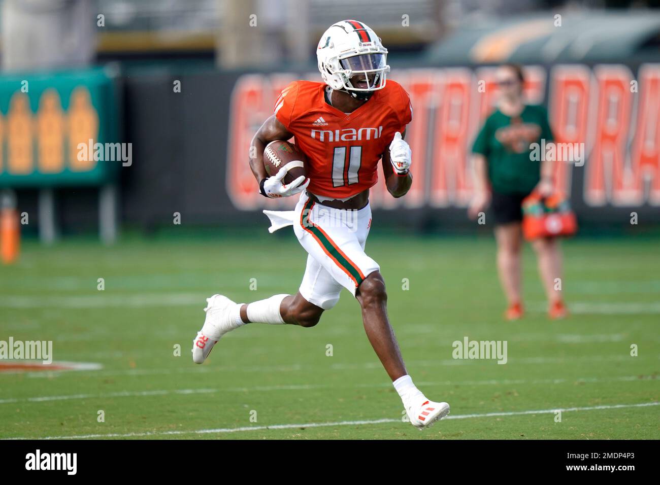 Football Rambo Miami wide receiver Charleston Rambo does drills during NCAA college ...