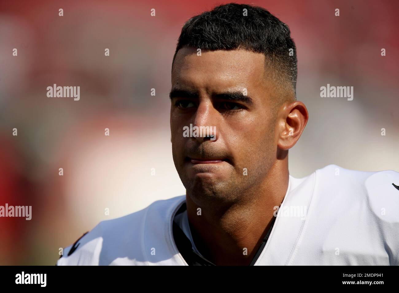 Las Vegas Raiders quarterback Marcus Mariota (8) during an NFL