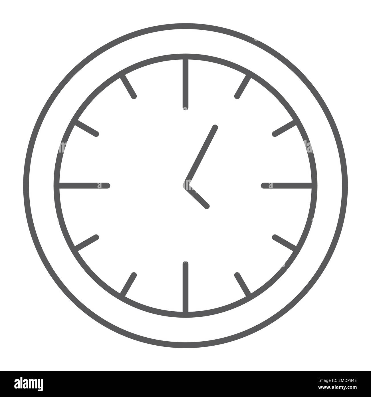 Clock thin line icon, time and dial, watch sign, vector graphics, a ...