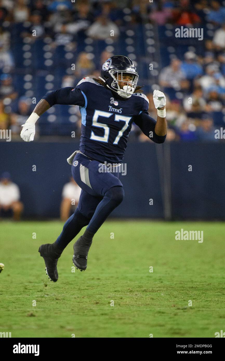 Tennessee Titans linebacker Wyatt Ray (57) plays against the Chicago Bears  during an NFL football game Sunday, Aug. 29, 2021, in Nashville, Tenn. (AP  Photo/John Amis Stock Photo - Alamy