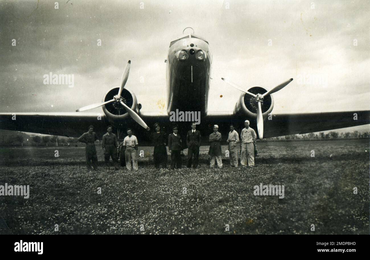 Africa,  Ethiopia, Addis - Abeba - 1937 - italian airport - colony, fascism - 1937 - airplane - Caproni CA 310 Stock Photo