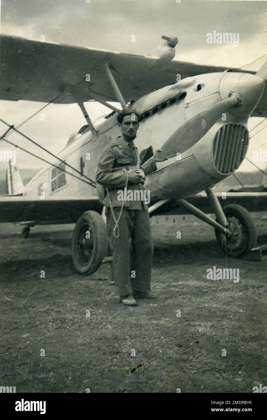 Africa,  Ethiopia, Addis - Abeba - 1937 - italian airport - colony, fascism - 1937 - airplane Fiat CR 32 Stock Photo