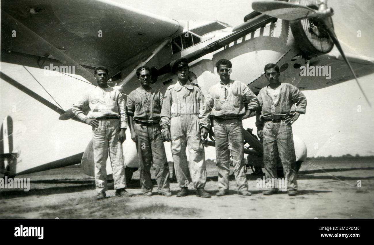 Africa,  Ethiopia, Addis - Abeba - 1937 - italian airport - colony, fascism - 1937 - airplane Breda BA 15 Stock Photo