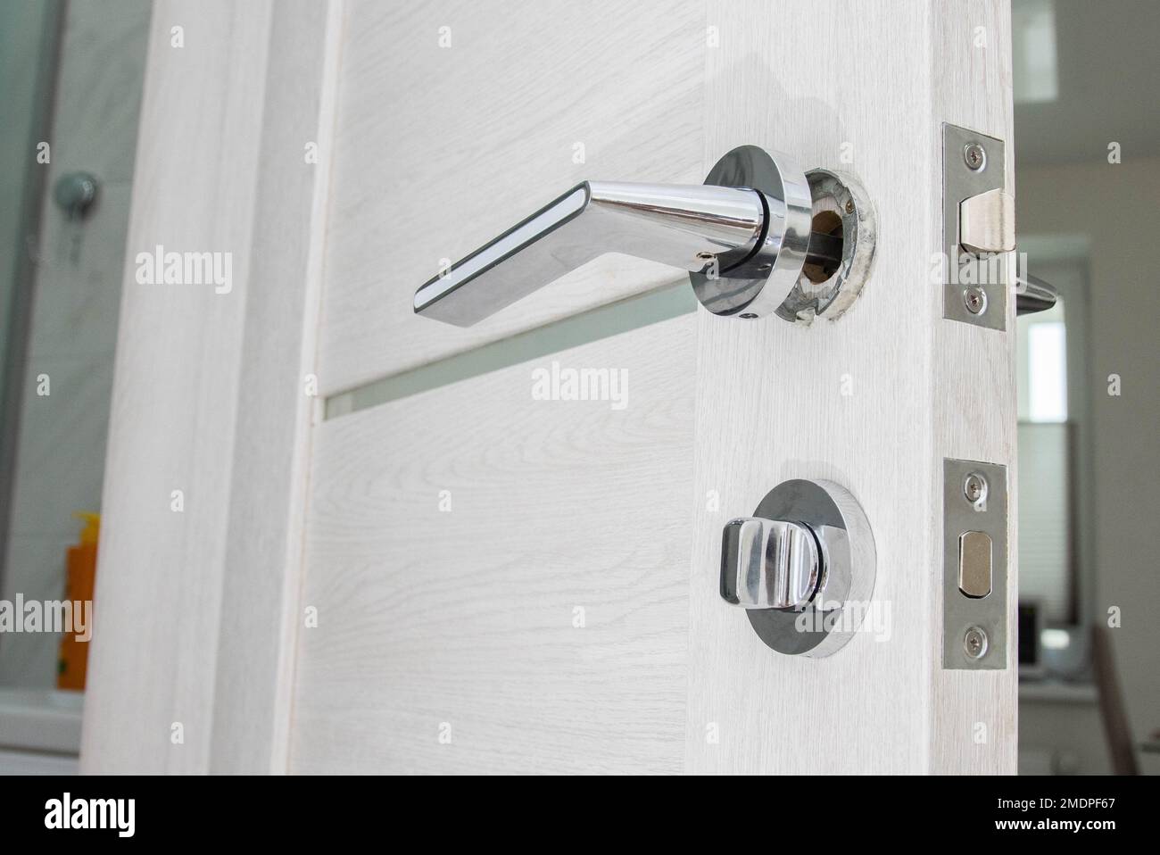 Broken doorknob in interior door. Poor quality door hardware Stock