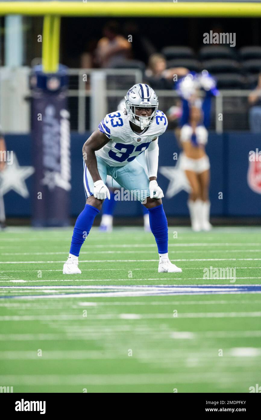 Dallas Cowboys defensive back Deante Burton (33) defends during an NFL  preseason football game against the Jacksonville Jaguars, Sunday, Aug 29,  2021, in Arlington, Texas. Jacksonville won 34-14. (AP Photo/Brandon Wade  Stock Photo - Alamy