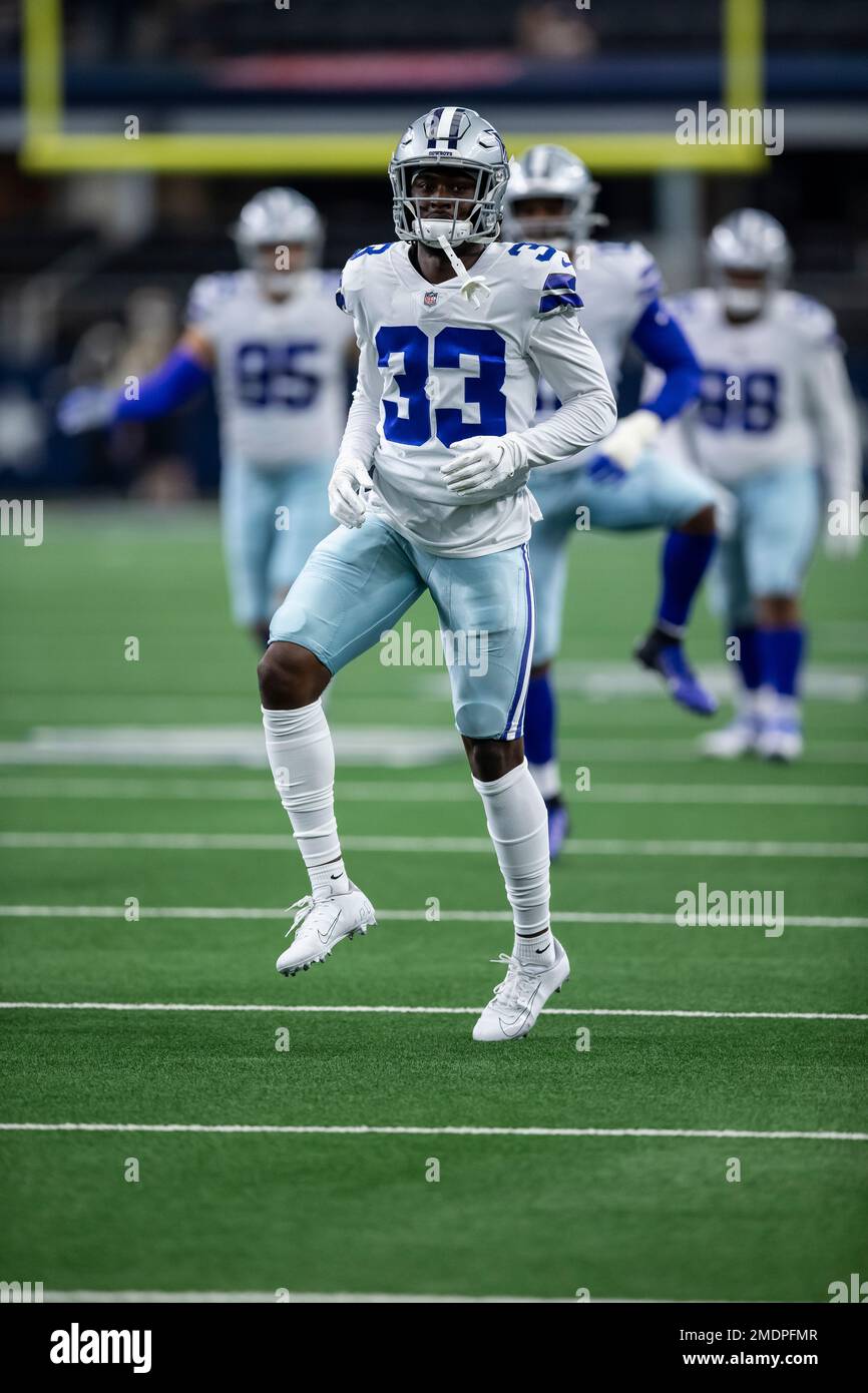 Dallas Cowboys defensive back Deante Burton (33) defends during an NFL  preseason football game against the Houston Texans, Saturday, Aug 21, 2021,  in Arlington, Texas. Houston won 20-14. (AP Photo/Brandon Wade Stock Photo  - Alamy