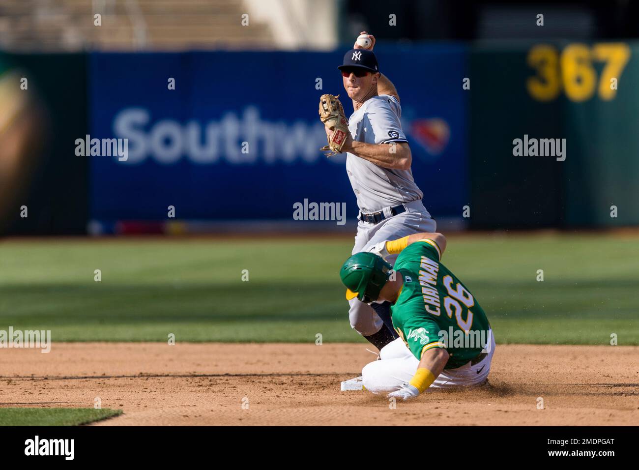 New York Yankees second baseman DJ LeMahieu hits a double and