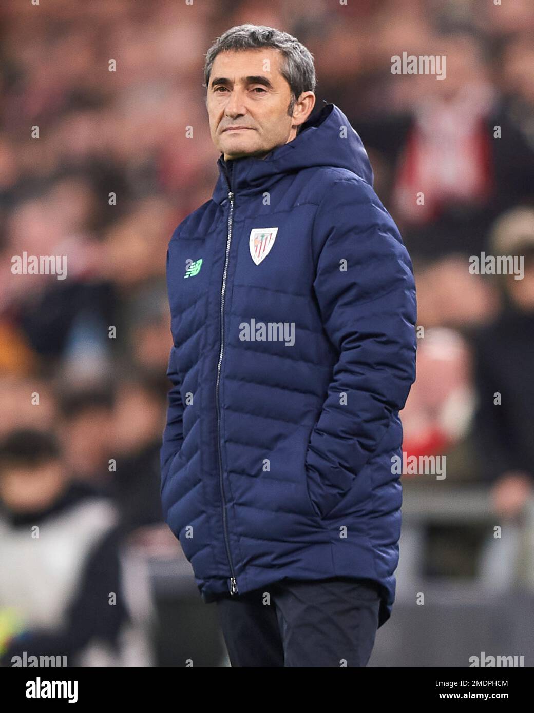 Athletic Club head coach Ernesto Valverde during the La Liga match between Athletic Club and Real Madrid played at San Mames Stadium on January 22, 2023 in Bilbao, Spain. (Photo by Cesar Ortiz / PRESSIN) Stock Photo