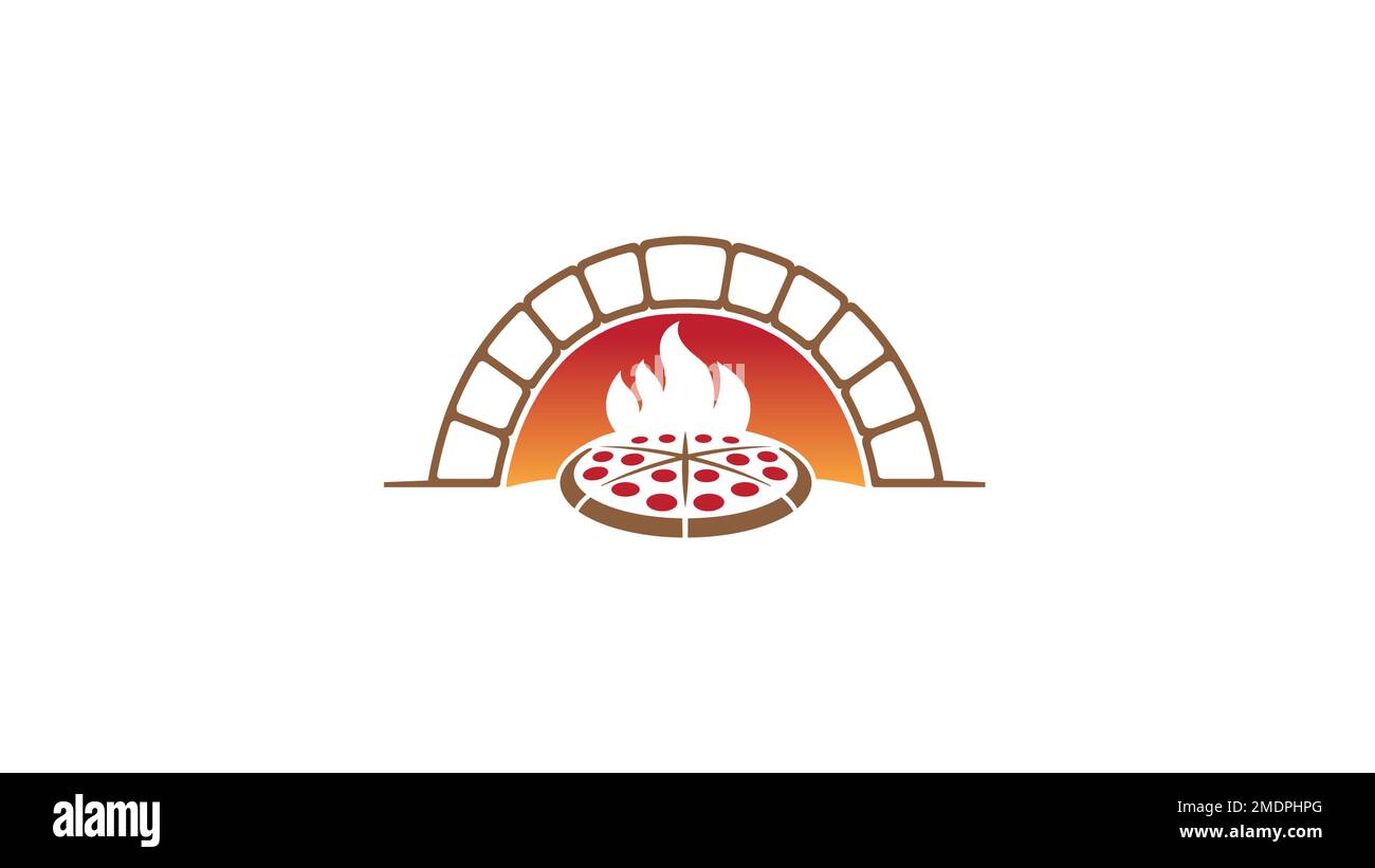 creative old oven shovel pizza logo vector design symbol Stock Vector