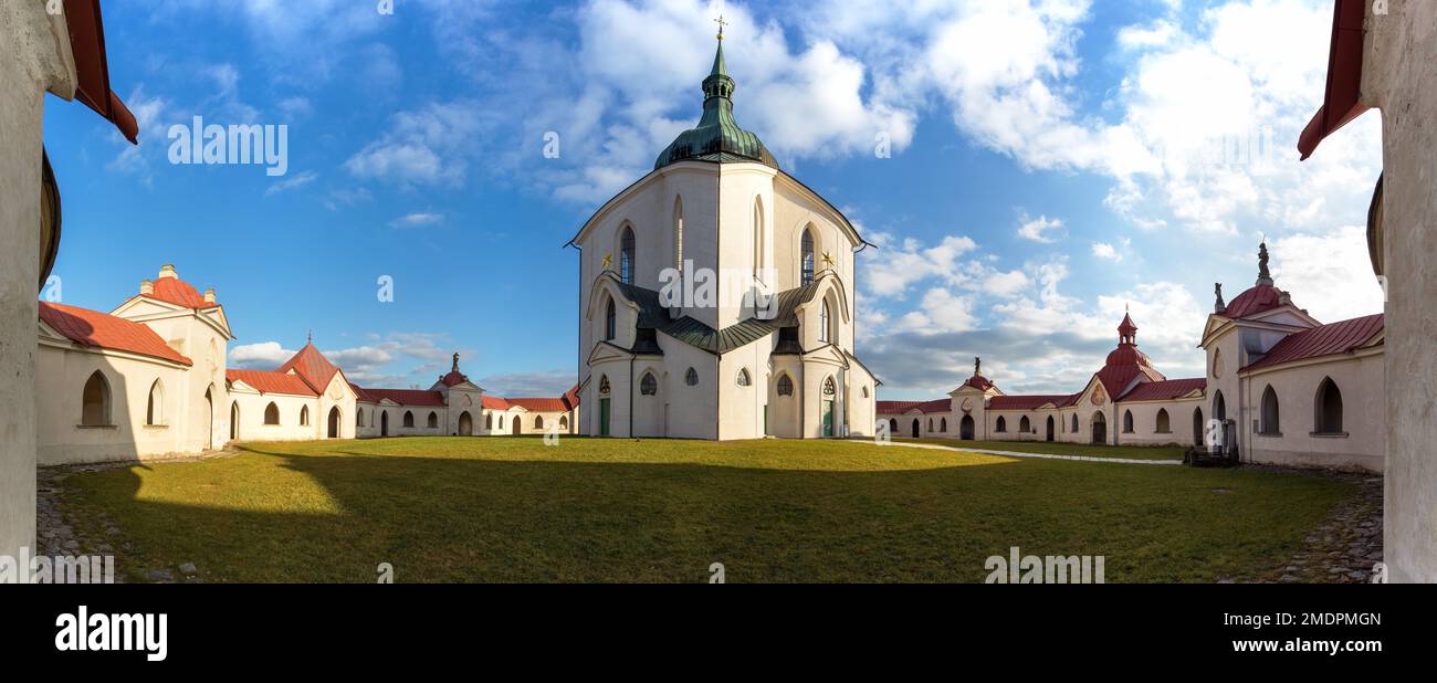 pilgrimage church of Saint John of Nepomuk on zelena hora, green hill, monument unesco World Heritage Site, Zdar nad Sazavou, Czech Republic, baroque Stock Photo