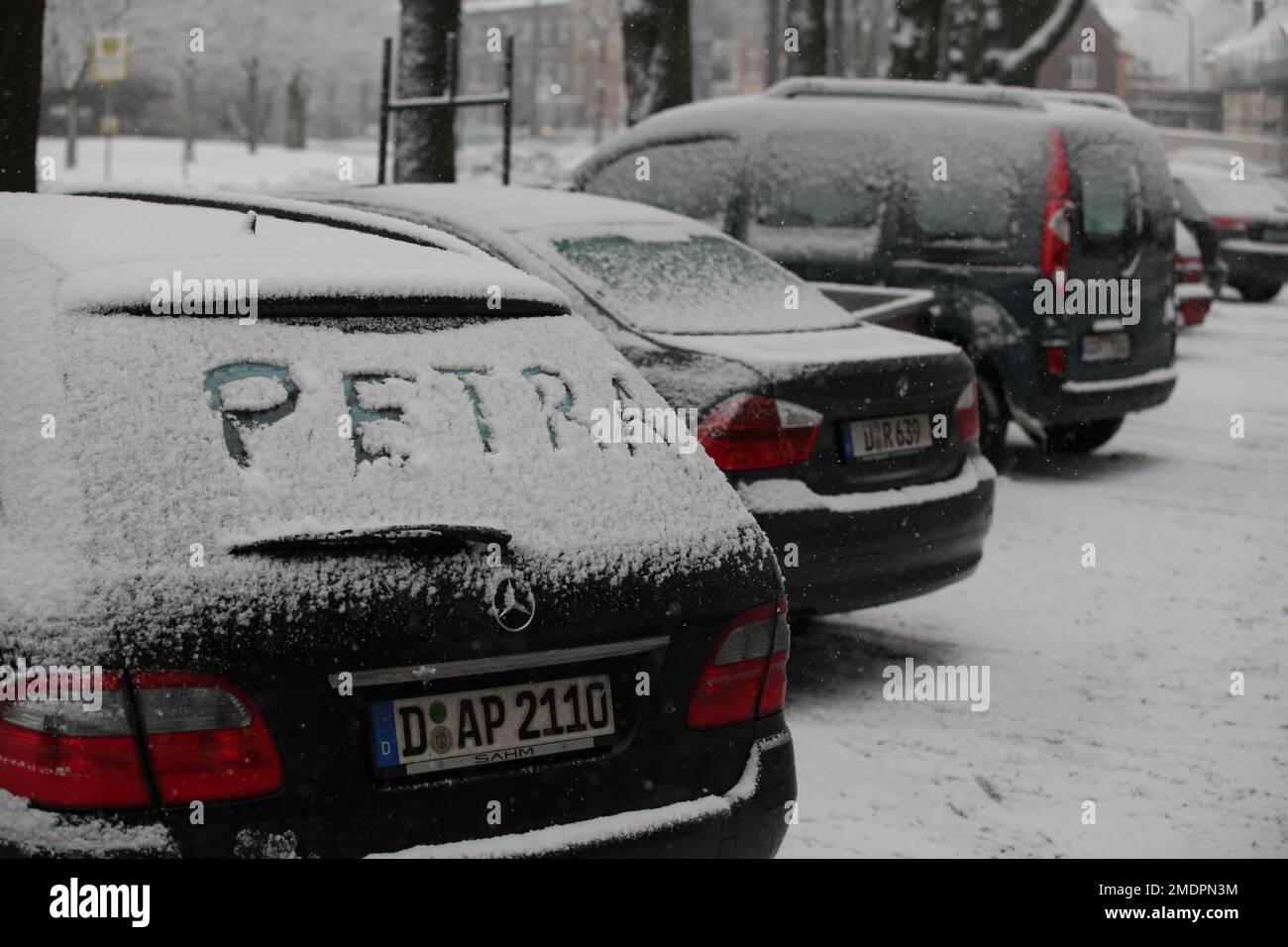 Auswirkungen des Schneetiefs Petra im Raum Düsseldorf und Neuss Stock Photo