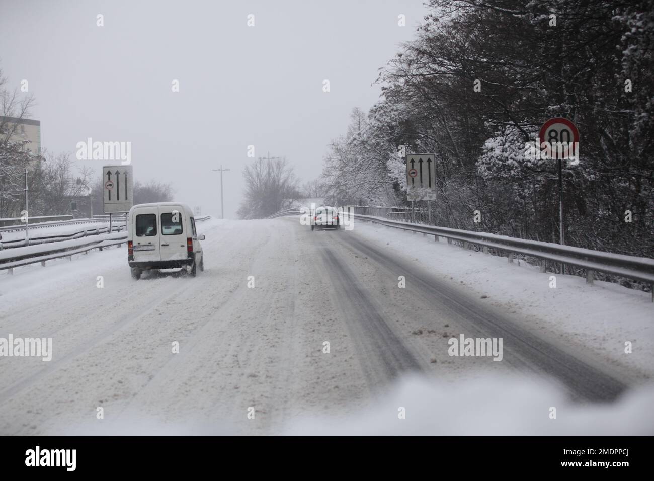 Auswirkungen des Schneetiefs Petra im Raum Düsseldorf und Neuss Stock Photo