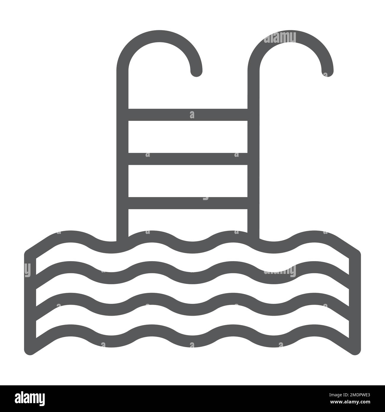 Pool line icon, swim and water, ladder sign, vector graphics, a linear ...