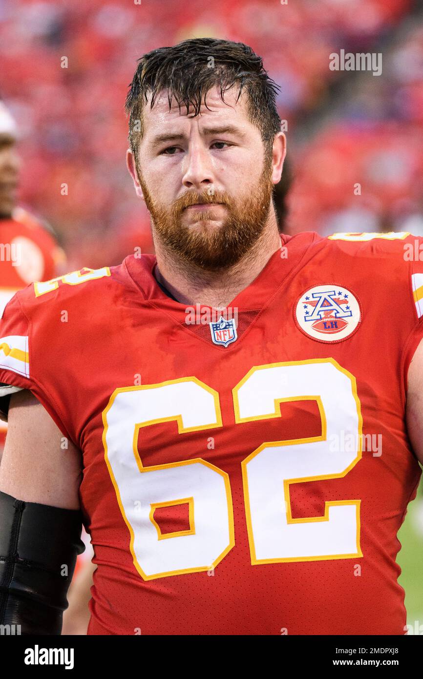 Kansas City Chiefs offensive guard Joe Thuney on the sidelines during the first half of a