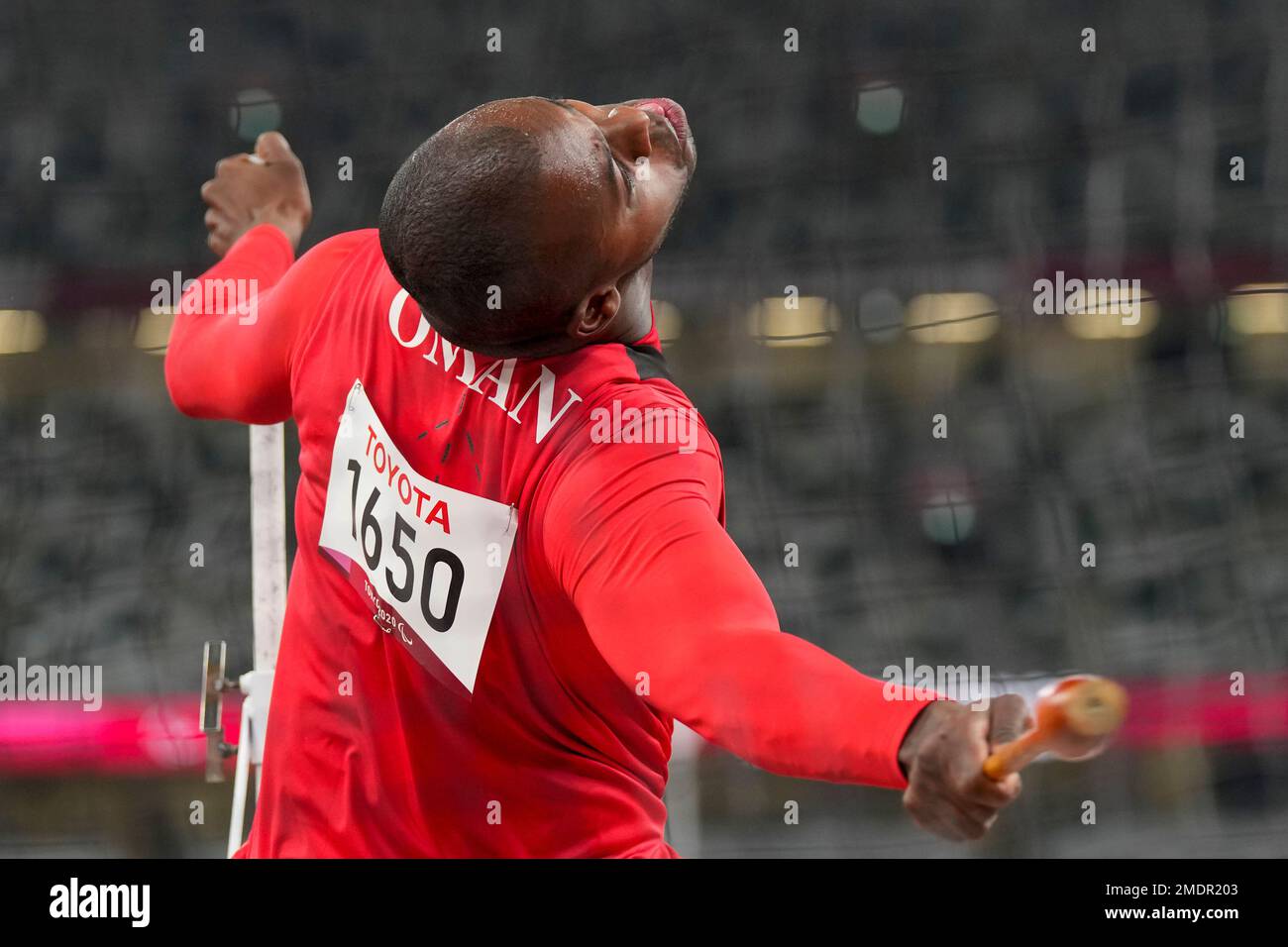Oman's Mohammed Al Mashaykhi competes in the men's F32 seated club