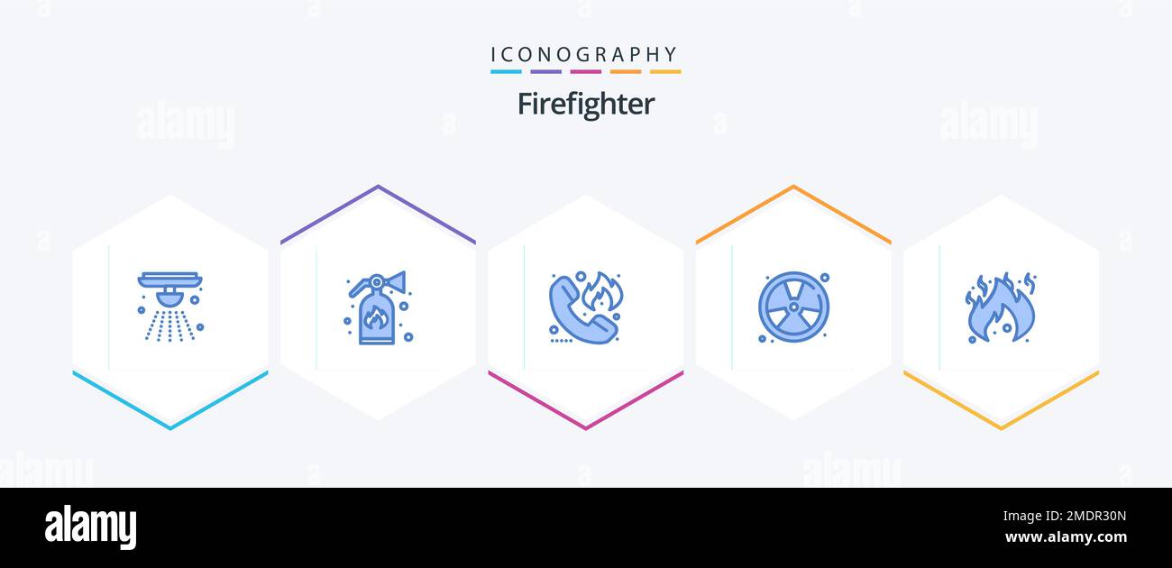 Firefighter 25 Blue icon pack including danger. fireman. emergency ...