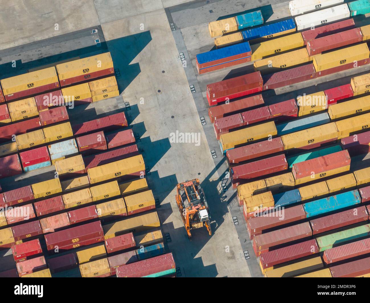 Aerial view of the port of Gioia Tauro, Calabria Italy. Goods loading ...