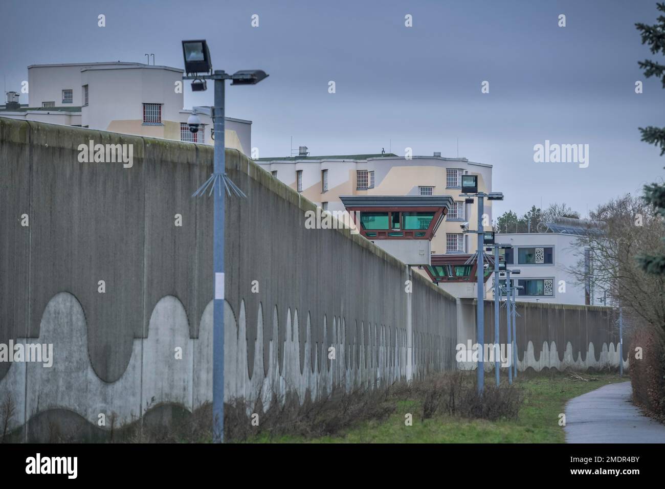 Watchtower and Wall, Tegel Prison, Seidelstrasse, Reinickendorf, Berlin, Germany Stock Photo
