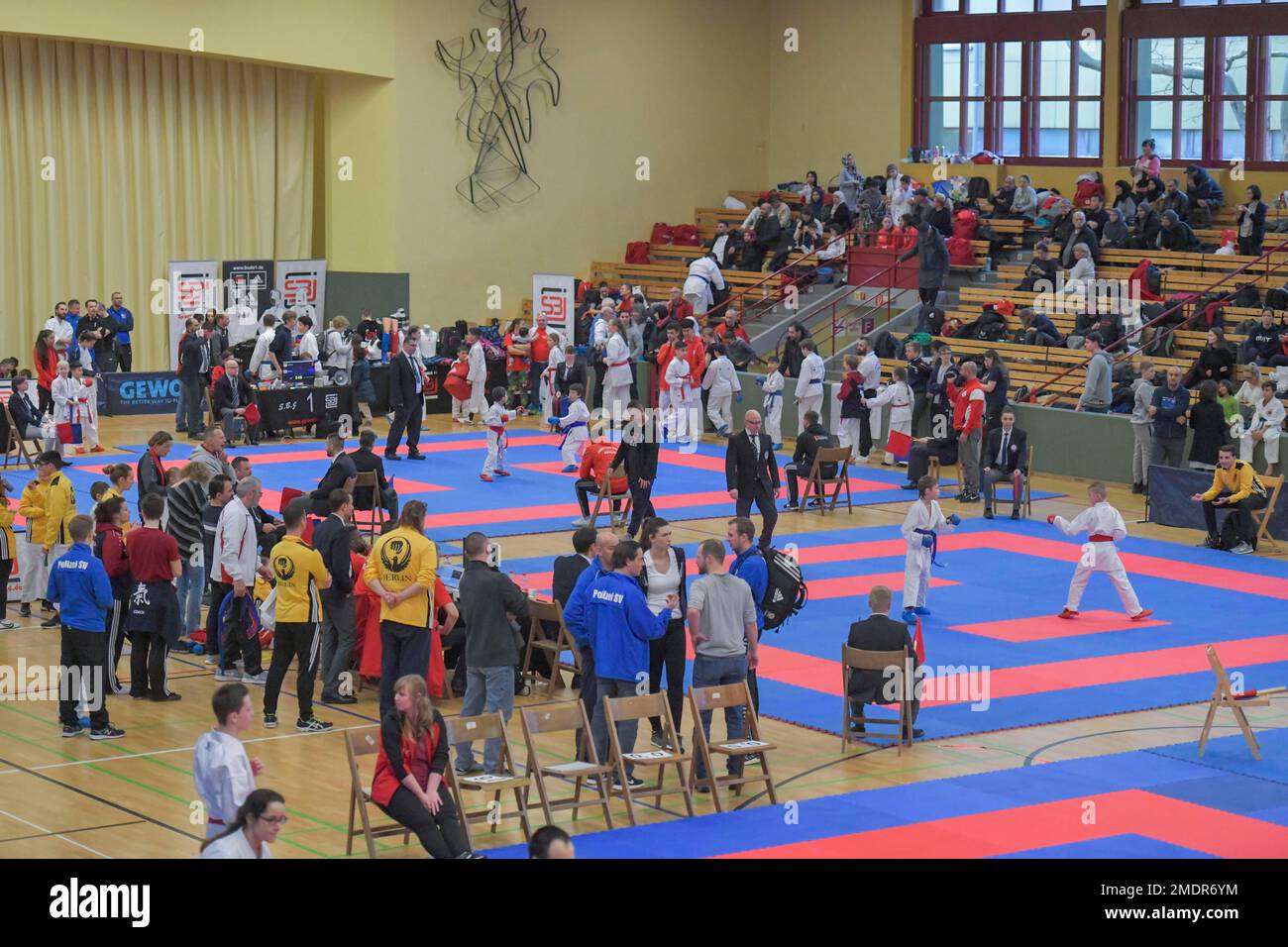 Overview, Berlin Karate Championships 2020 on 25. 01. 2020. Sporthalle am Sachsendamm. Schoeneberg Stock Photo