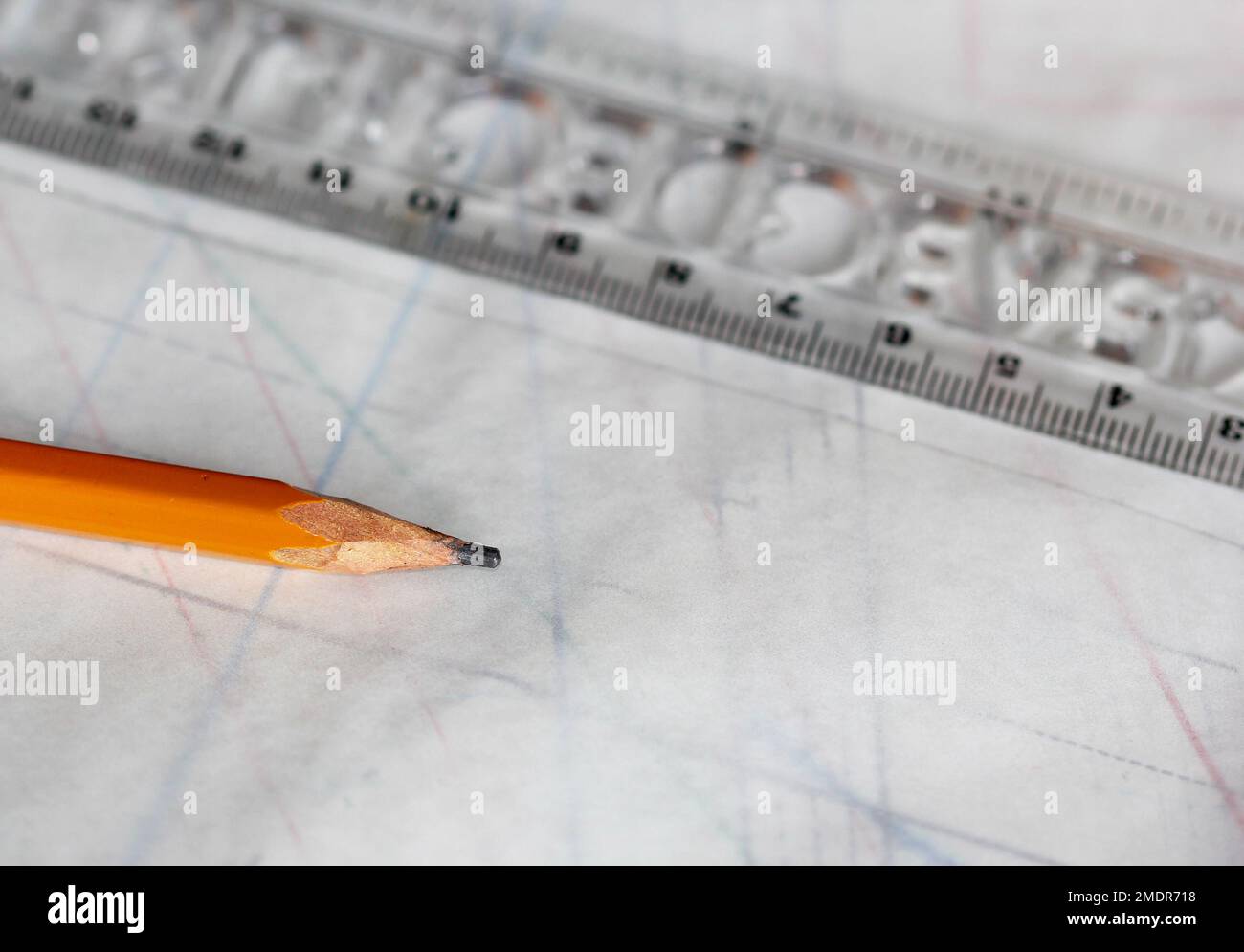 Sewing drawing, pencil and tracing paper laying on the table Stock Photo Alamy