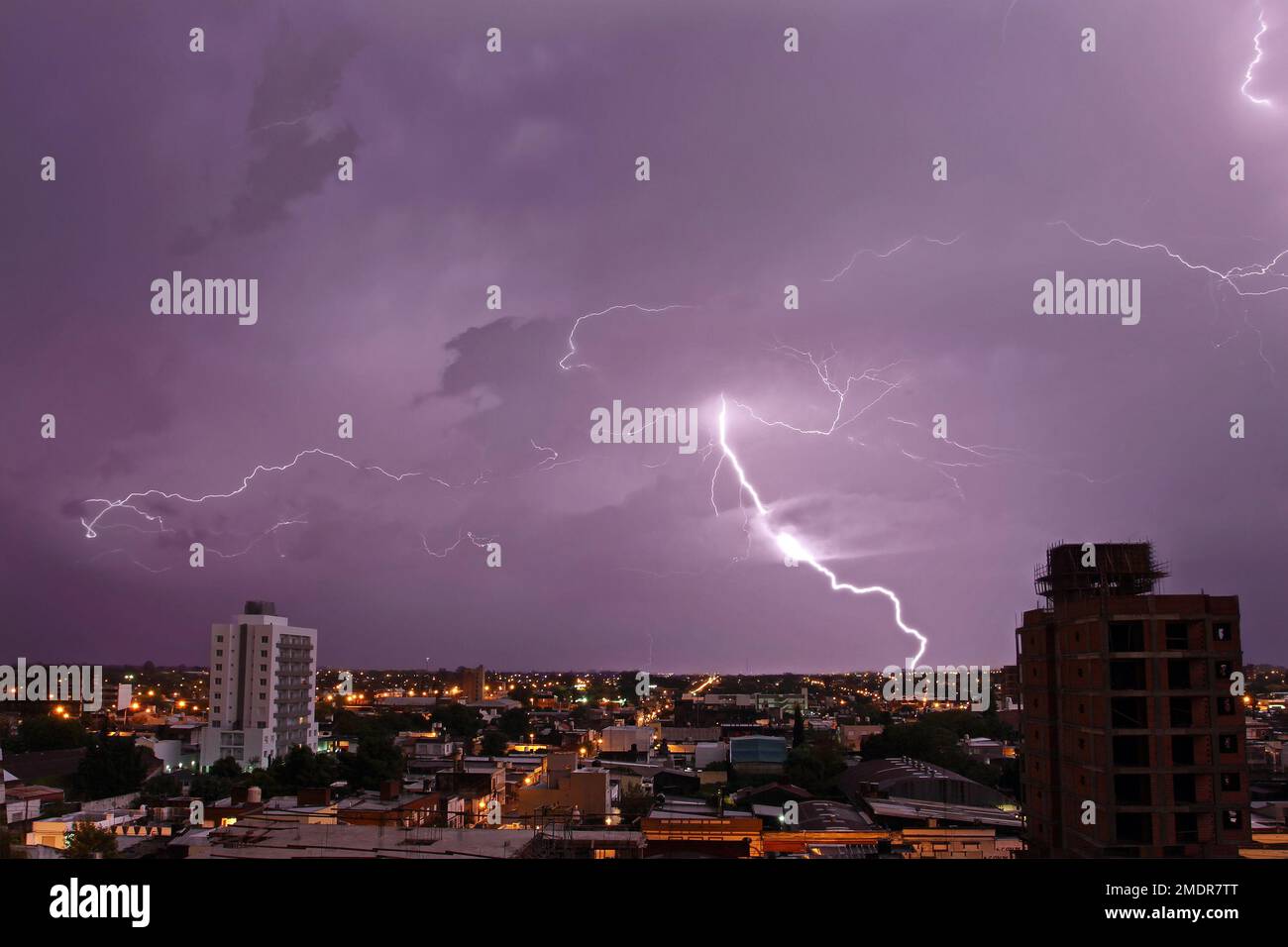 The bright blizzards in the night sky above the city Stock Photo - Alamy