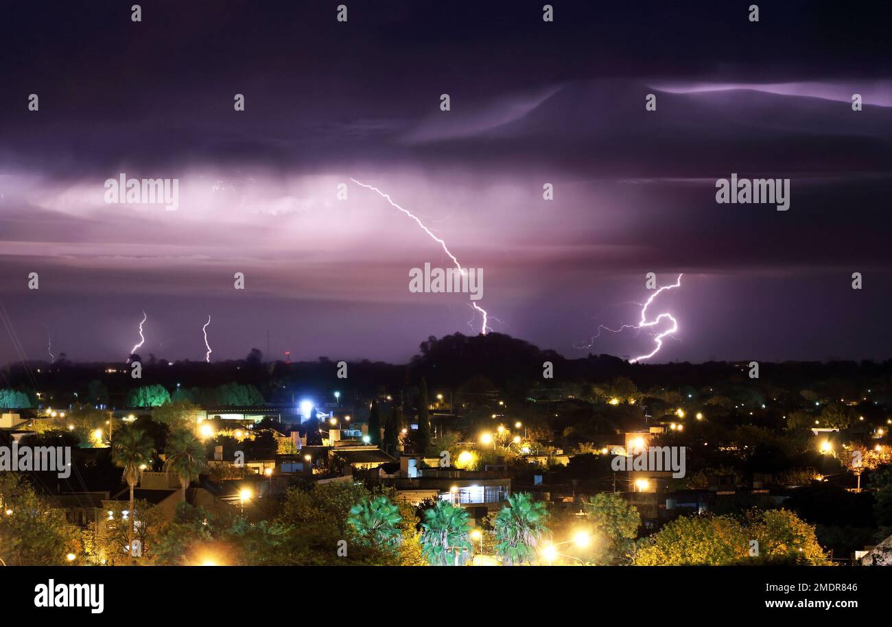 The bright blizzards in the night sky above the city Stock Photo - Alamy