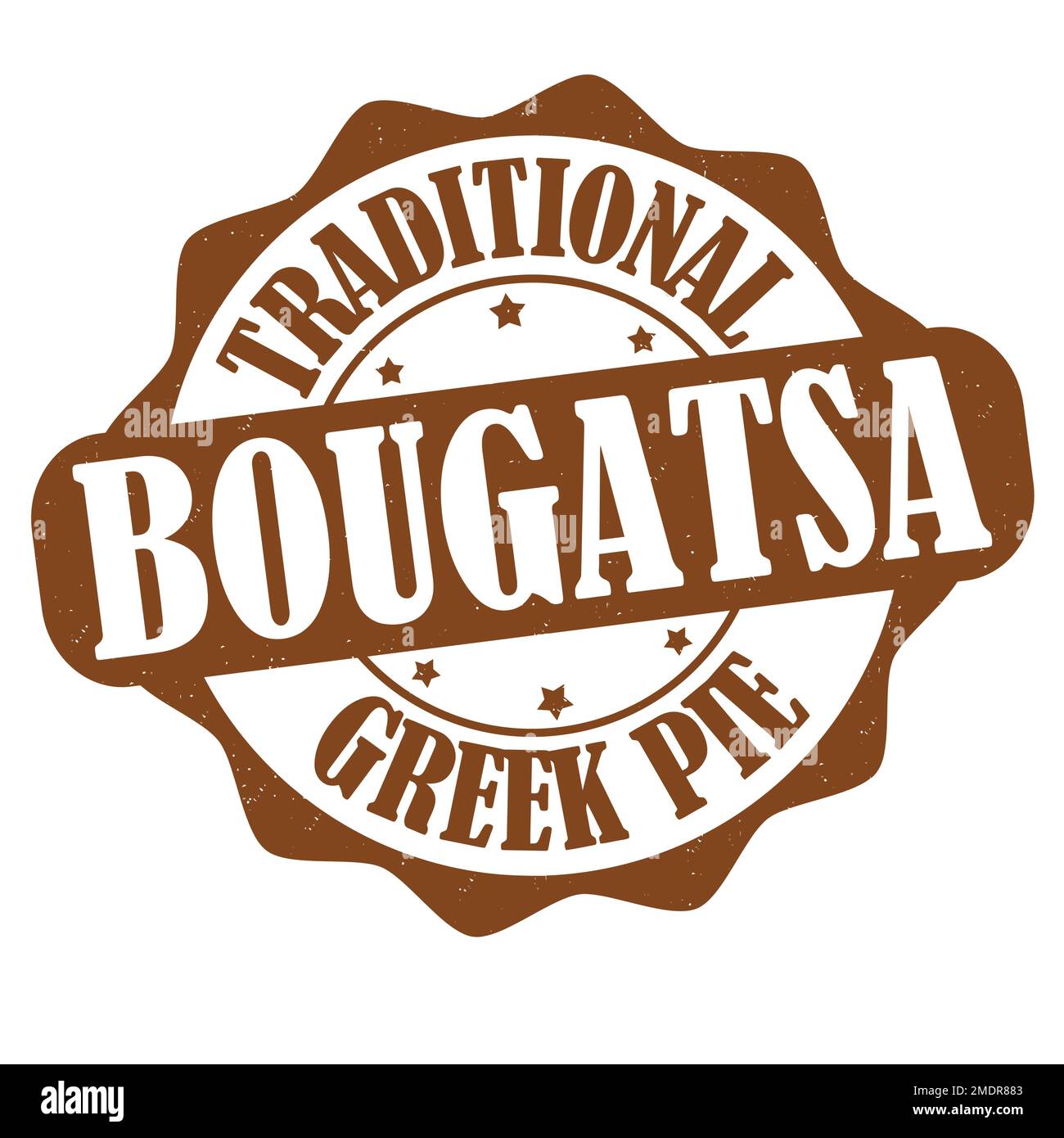 Bougatsa label or stamp on white background, vector illustration Stock Vector
