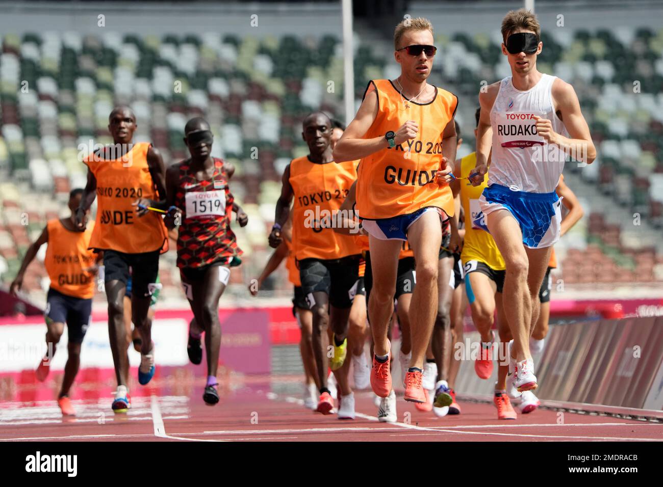 Fedor Rudakov, right, of the Russian Paralympic Committee and guide ...