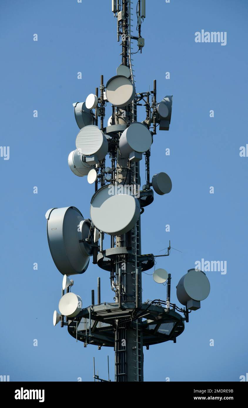 Mobile phone transmitter mast, Thuringia, Germany Stock Photo Alamy