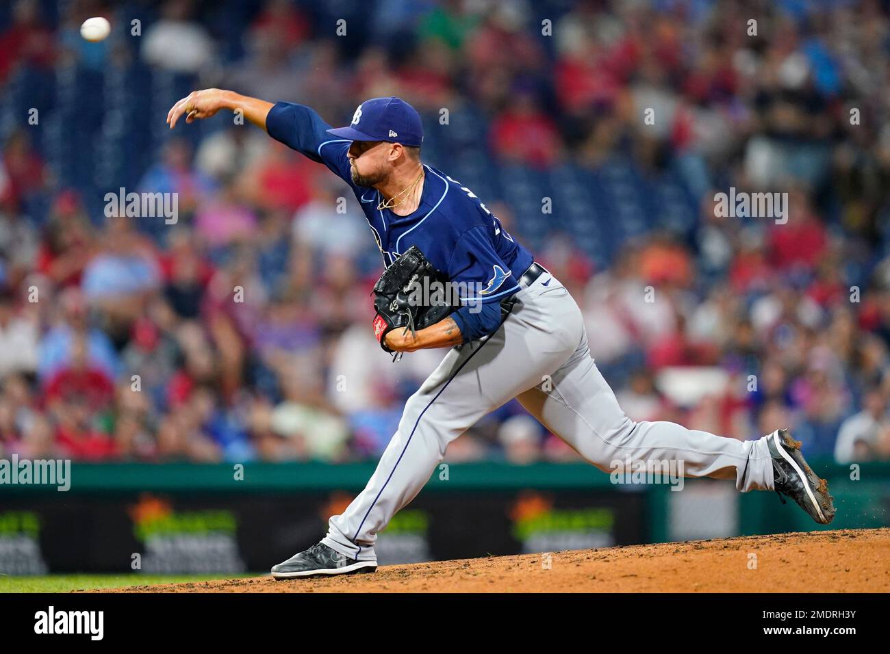 Tampa Bay Rays' Shawn Armstrong pitches during the fifth inning of an