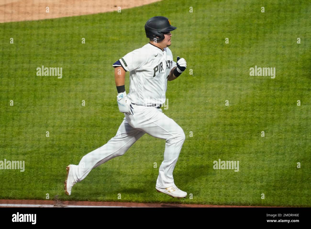 Pittsburgh Pirates first baseman Yoshi Tsutsugo, of Japan, bats during the  second inning of a baseball game against the Miami Marlins, Tuesday, July  12, 2022, in Miami. (AP Photo/Lynne Sladky Stock Photo 