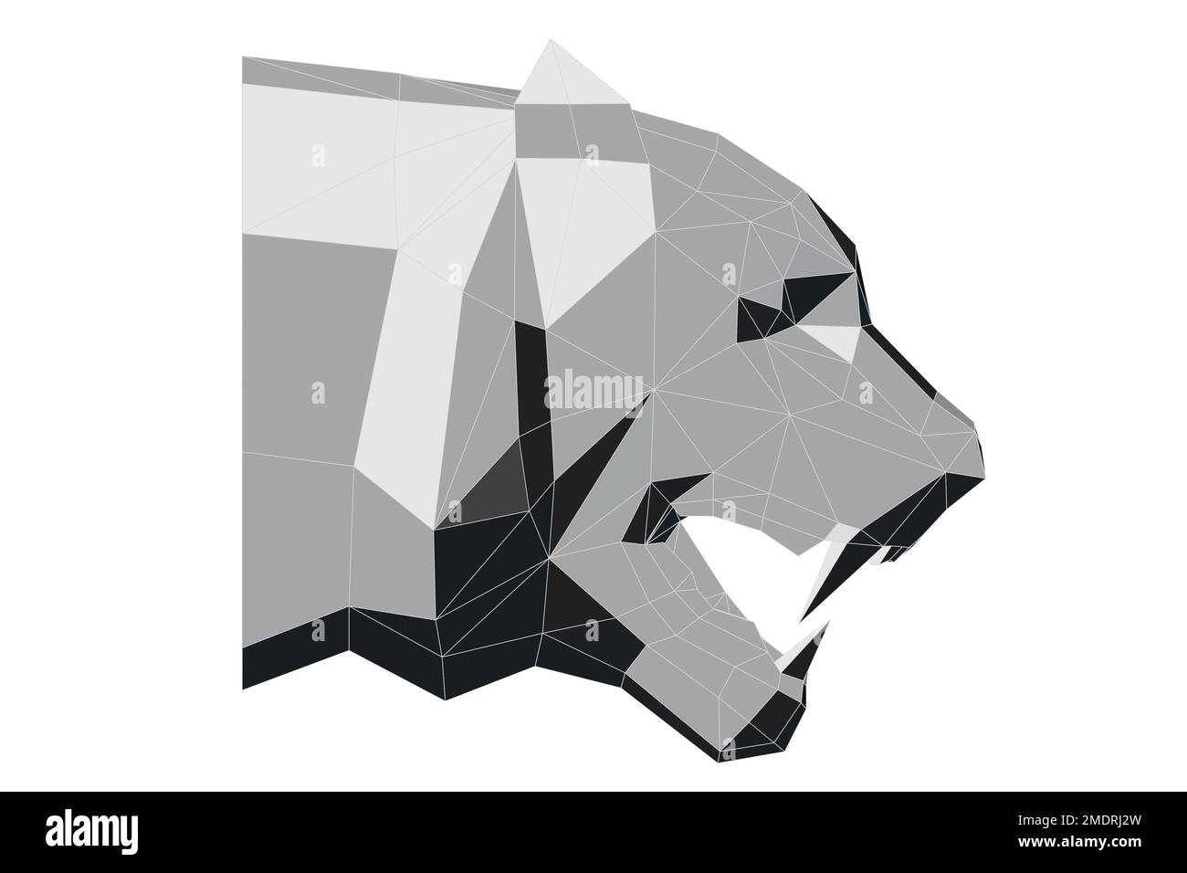 Abstract low poly tiger head in profile Stock Photo