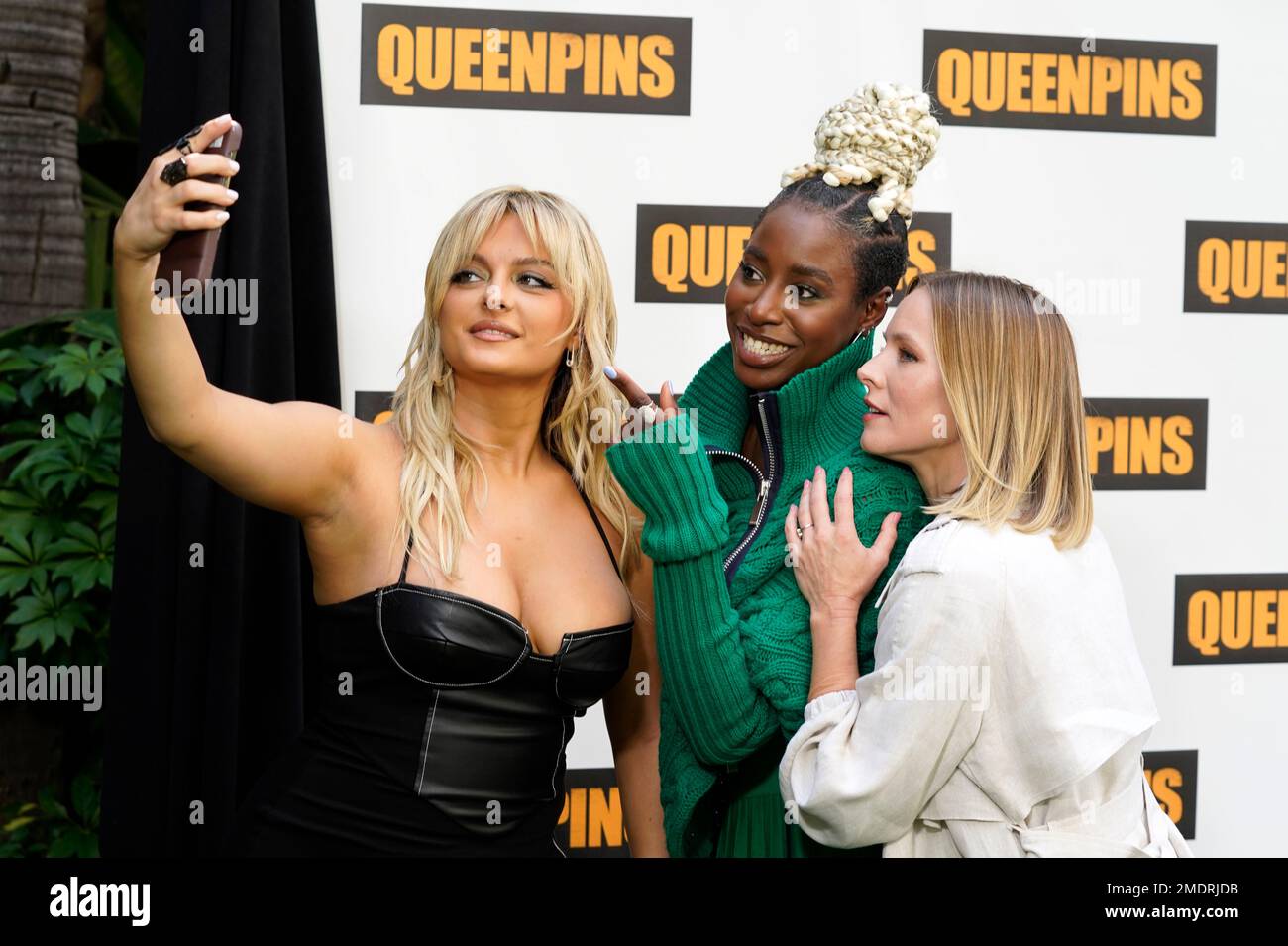 Bebe Rexha, from left, Kirby Howell-Baptiste and Kristen Bell, cast ...