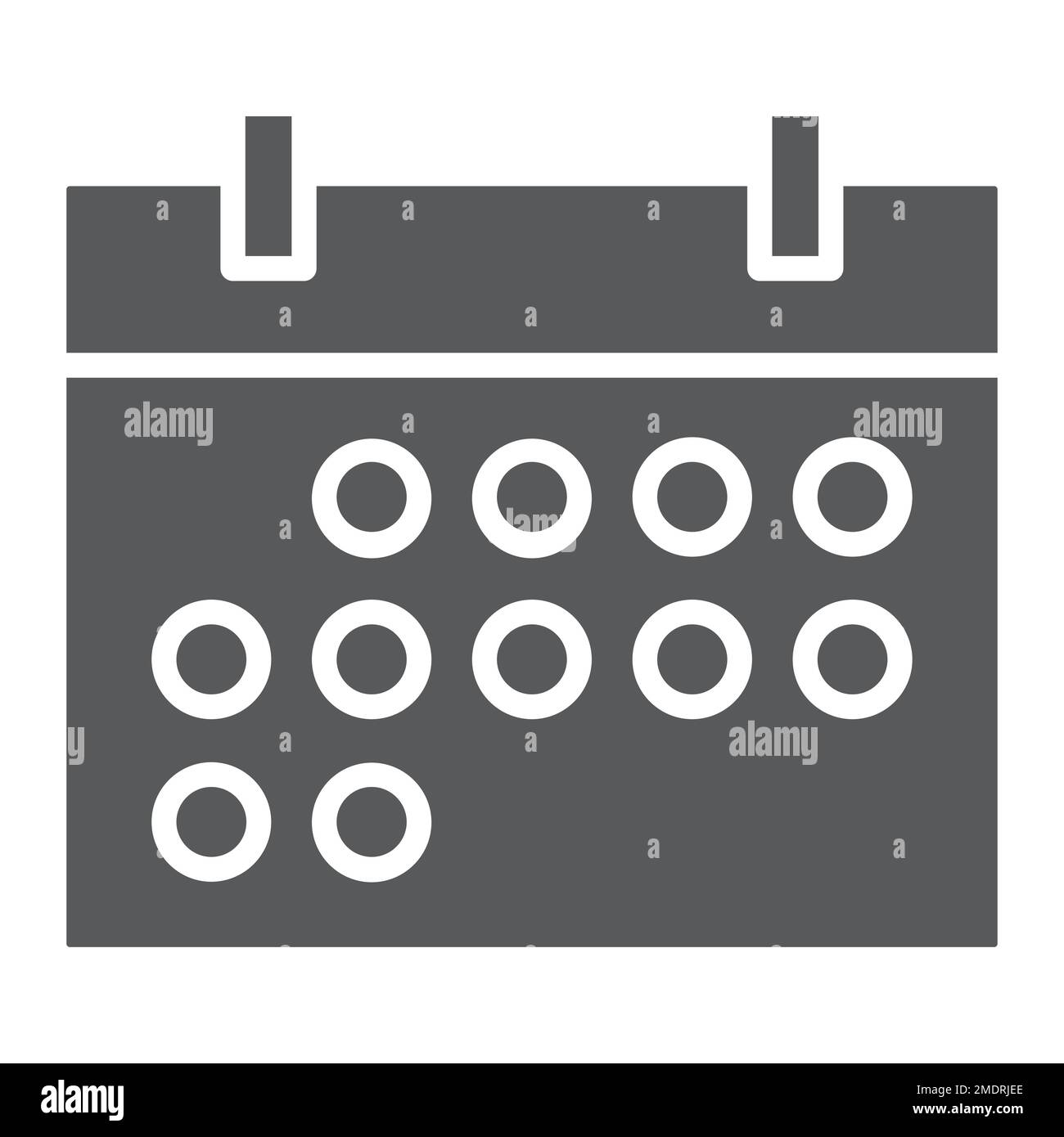 Calendar glyph icon, date and time, reminder sign, vector graphics, a solid pattern on a white background, eps 10. Stock Vector