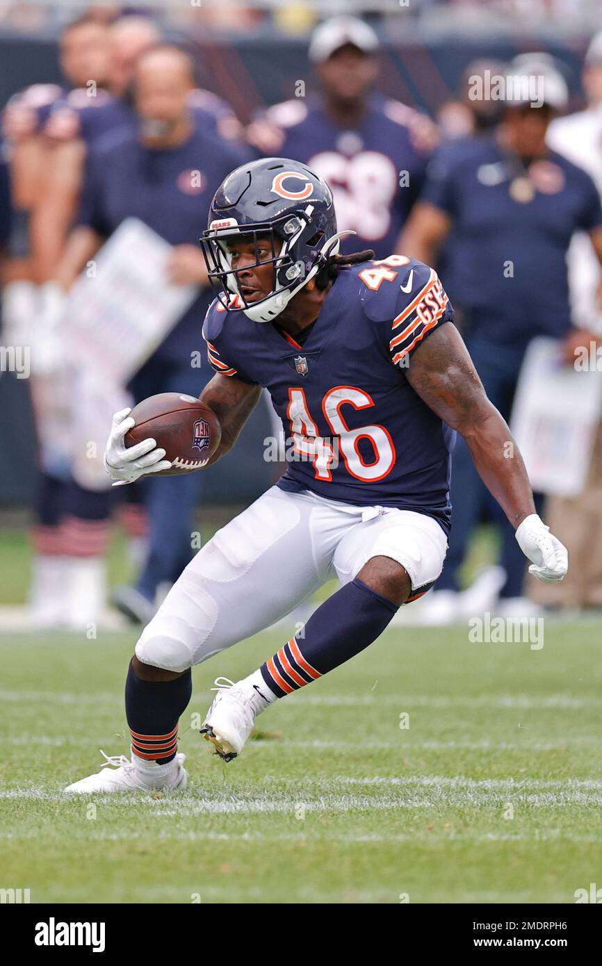 Lake Forest, Illinois, USA. 16th Aug 2021. Chicago Bears Running Back  Artavis Pierce (46) during training camp at Halas Hall, Monday, August 16,  2021, in Lake Forest, Illinois. (Melissa Tamez/Image of Sport)