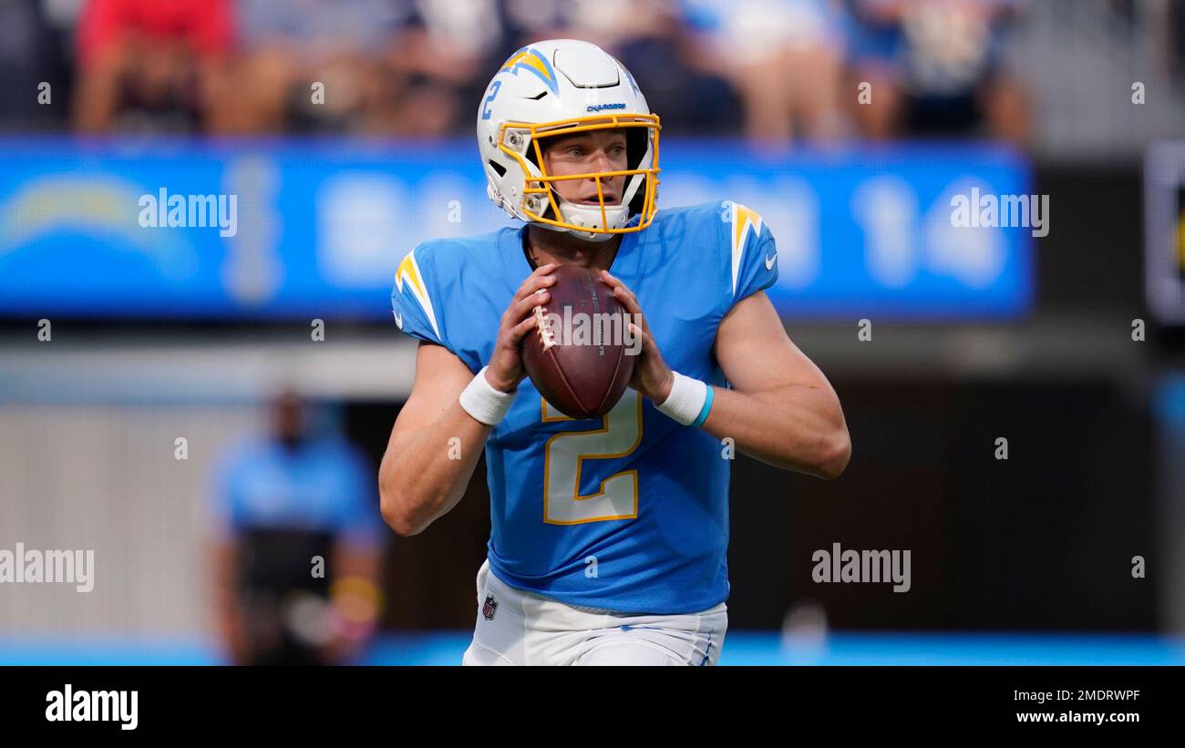 Los Angeles Chargers quarterback Easton Stick throws against the San  Francisco 49ers during the first half of a preseason NFL football game  Friday, Aug. 25, 2023, in Santa Clara, Calif. (AP Photo/Godofredo