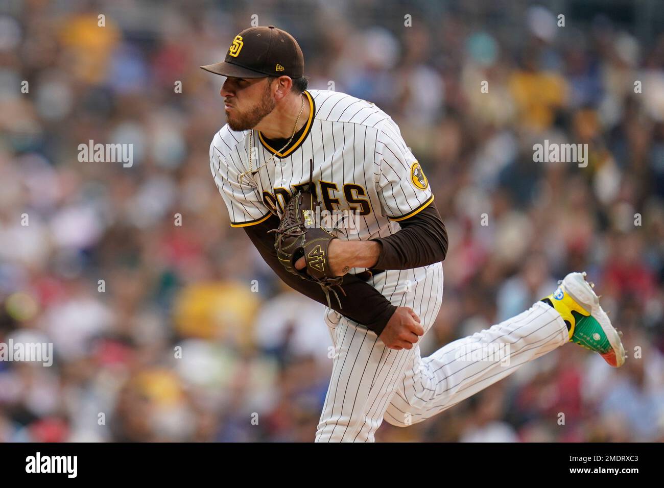 San Diego Padres starting pitcher Joe Musgrove works against a